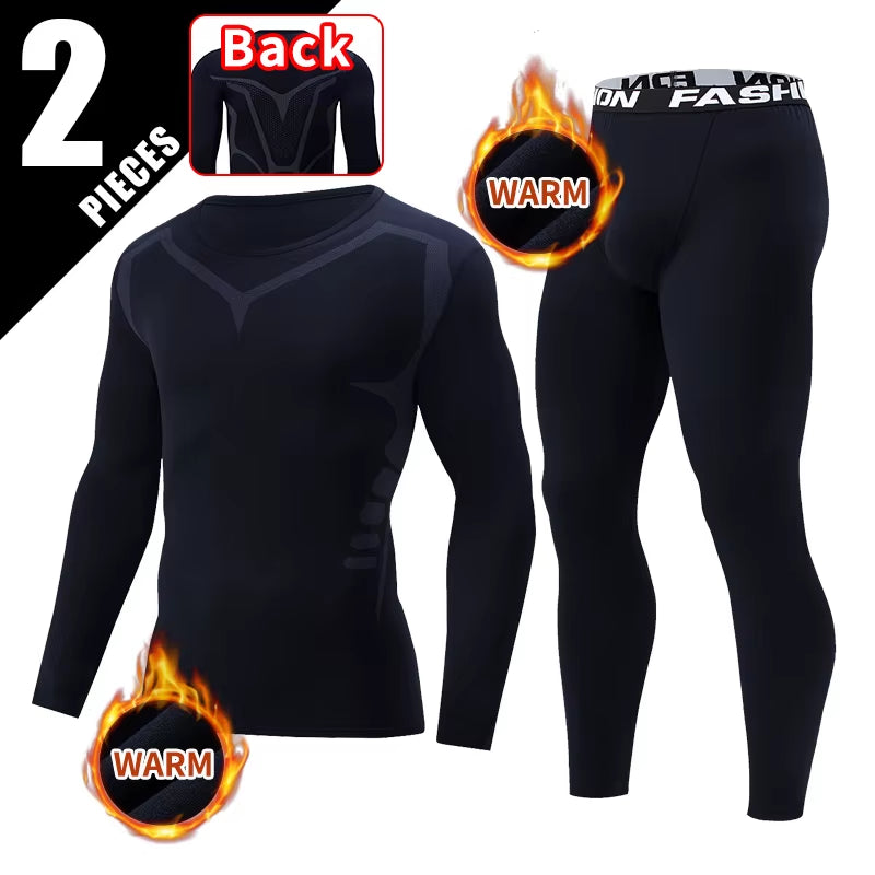 2/4 Pcs Autumn/Winter Men'S Black Long Sleeved Pants Underwear Set Youth Fitness Running Base Sports Shirt Casual Stretch Pants